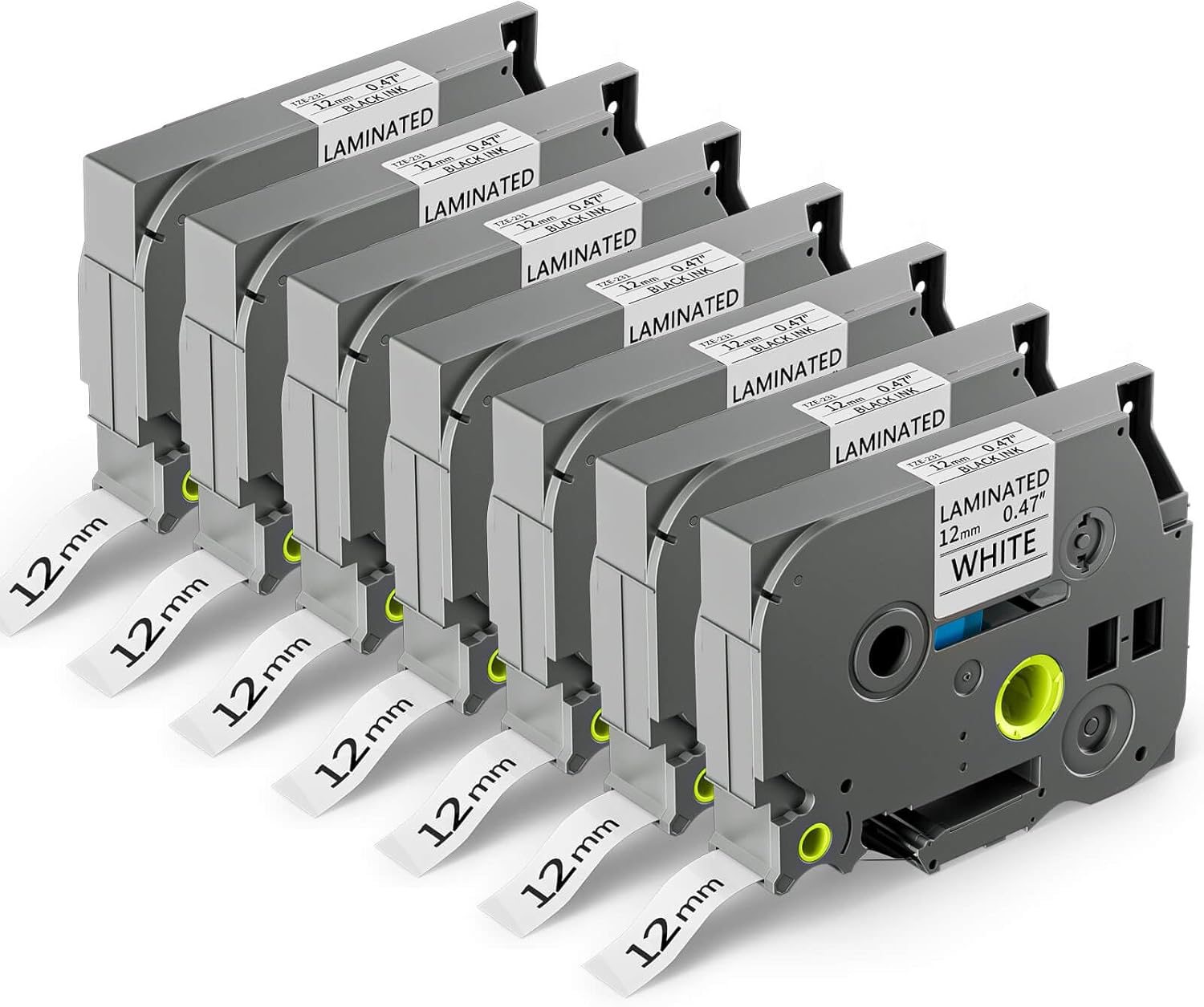 7‑Pack TZe‑231 Label Tape – 12mm White
