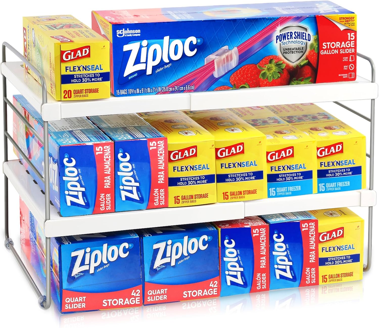 Expandable Foil & Wrap Organizer – 3 Tier Adjustable Rack