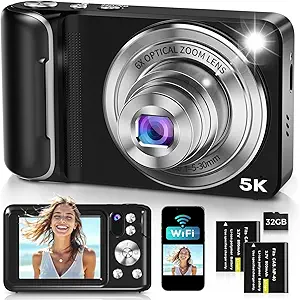5K WiFi Digital Camera – 64MP Touch Screen & 6X Optical Zoom