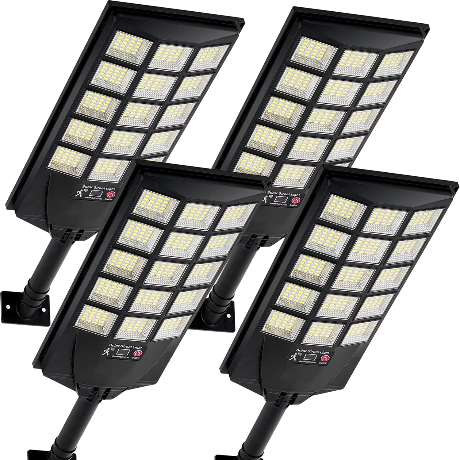 Aqraou Solar Security Lights – 6500K Motion Sensor, 4 Pack