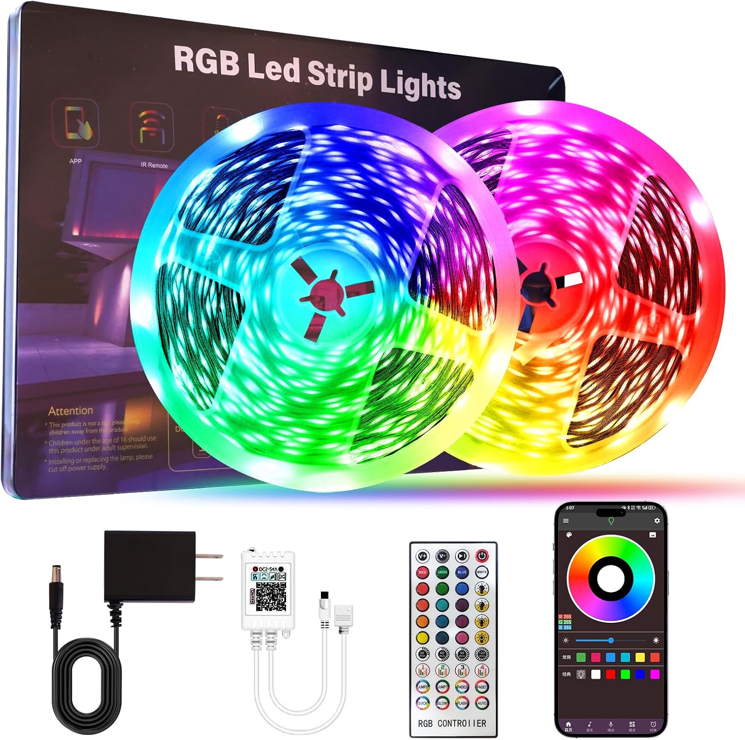 200 FT LED Strip Lights – App & Remote RGB Color Changing