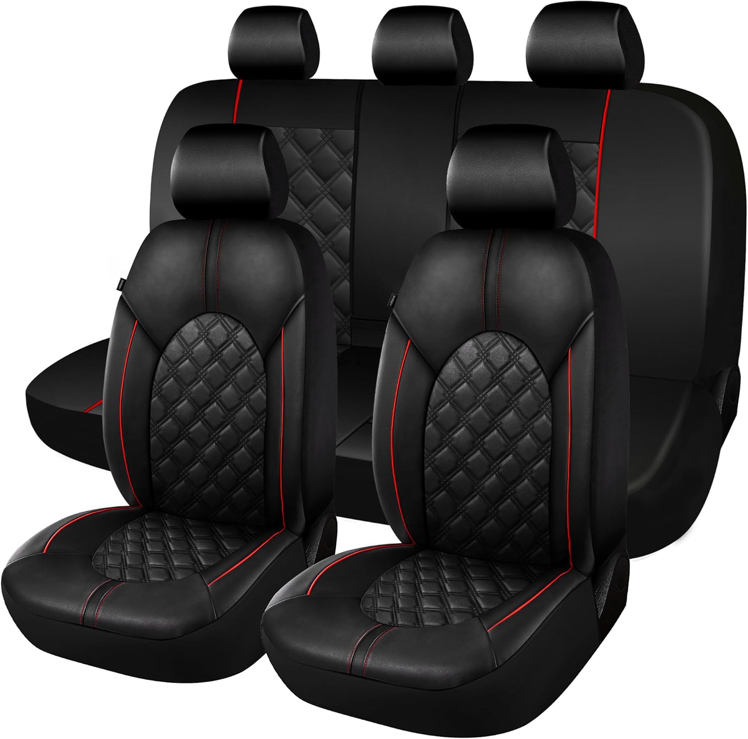CAROMOP PU Leather Car Seat Covers – Full Set, Waterproof