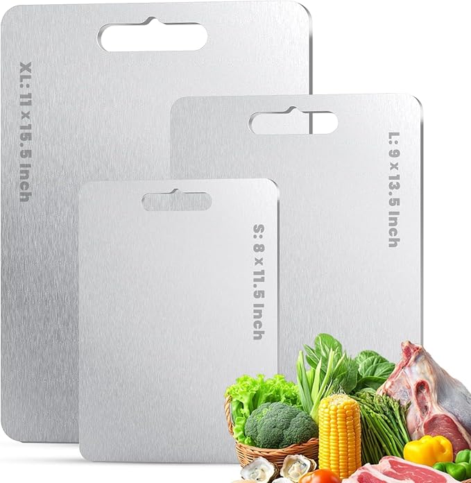 Titanium Cutting Board Set of 3 – Double‑Sided & Dishwasher Safe