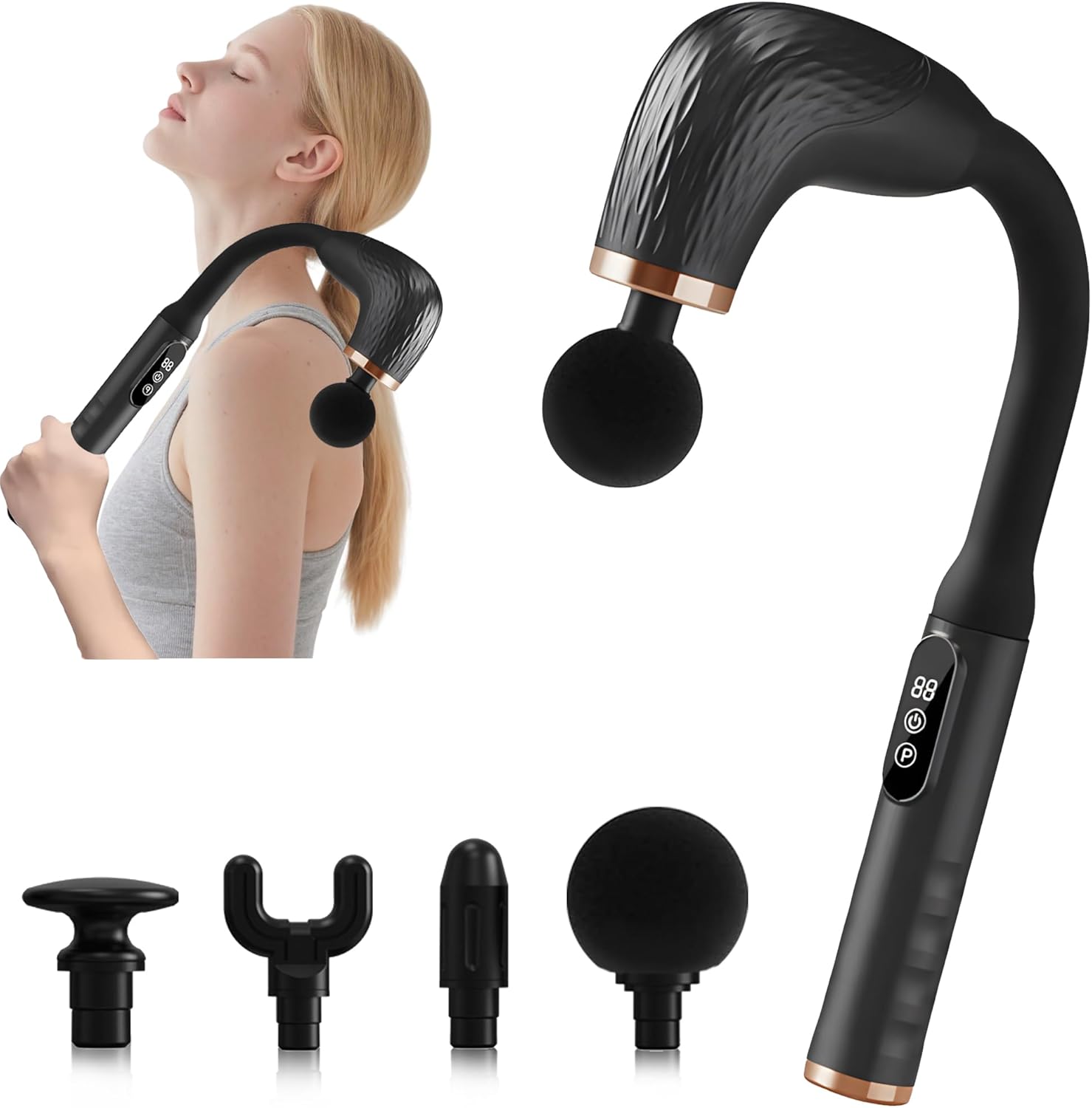 Massage Gun with Extension Handle – Deep Tissue Back Massager