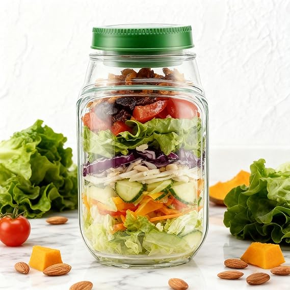 Leak-Resistant Salad Container Green