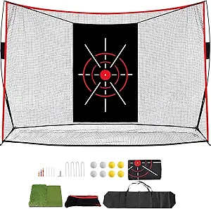 Aohanoi Golf Practice Net – 10x7ft Hitting Net with Turf Mat