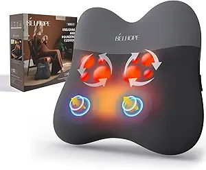 belhope Cordless Back Massager with Heat – 4D Shiatsu & Percussion