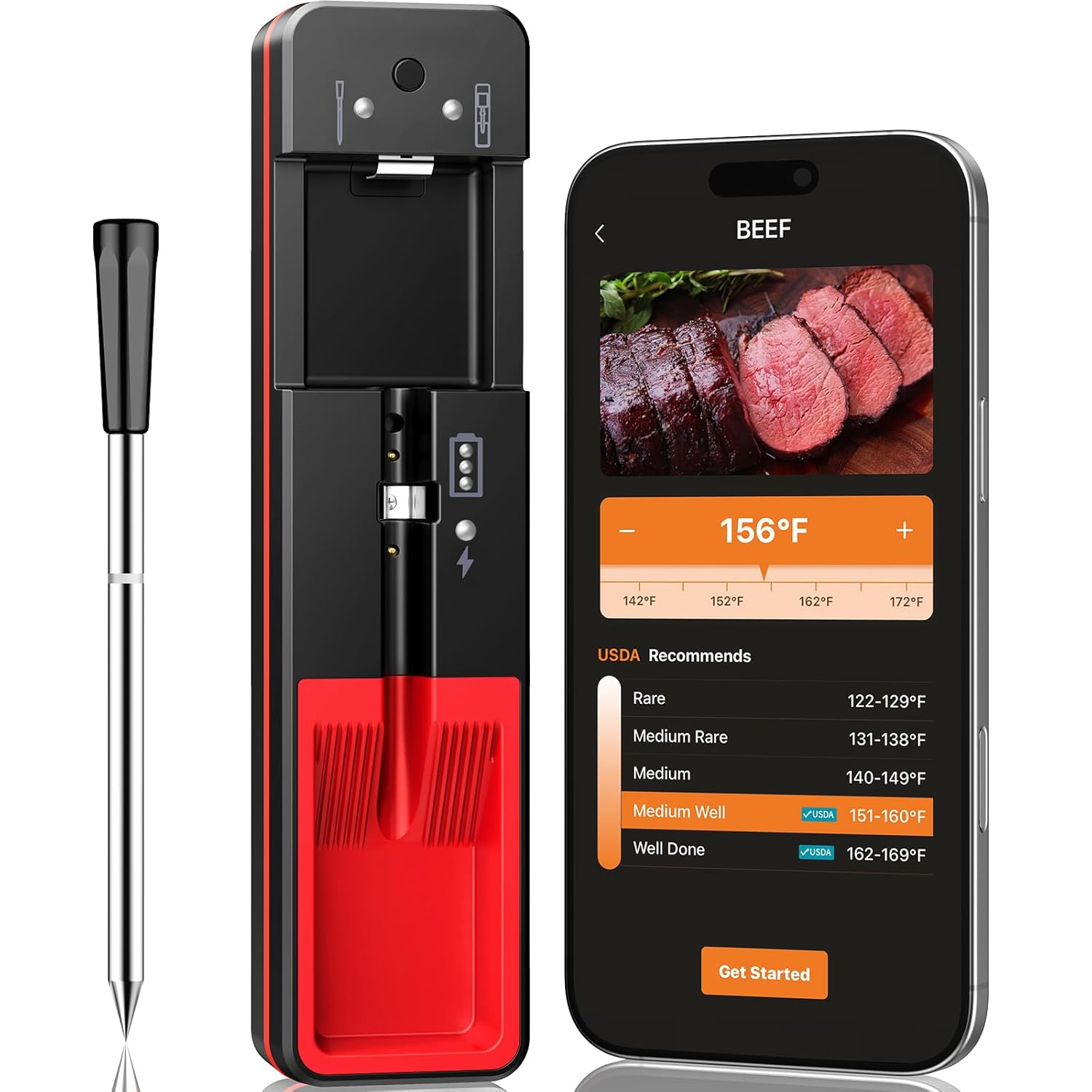 Smart Wireless Meat Thermometer 6 Sensors