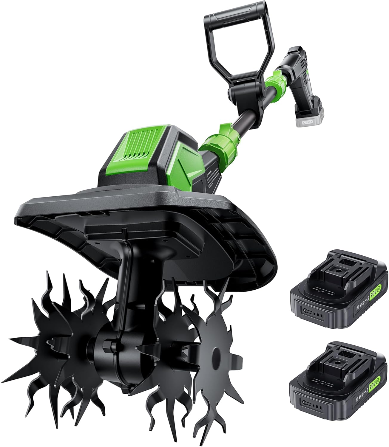 20V Cordless Garden Tiller with 2 Batteries