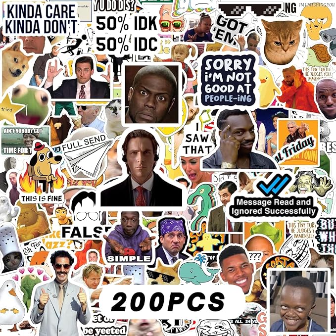 200+ Funny Meme Vinyl Stickers Pack