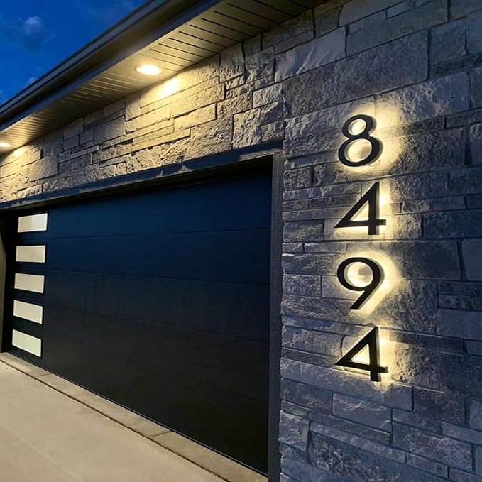 Custom LED Backlit House Numbers Illuminated
