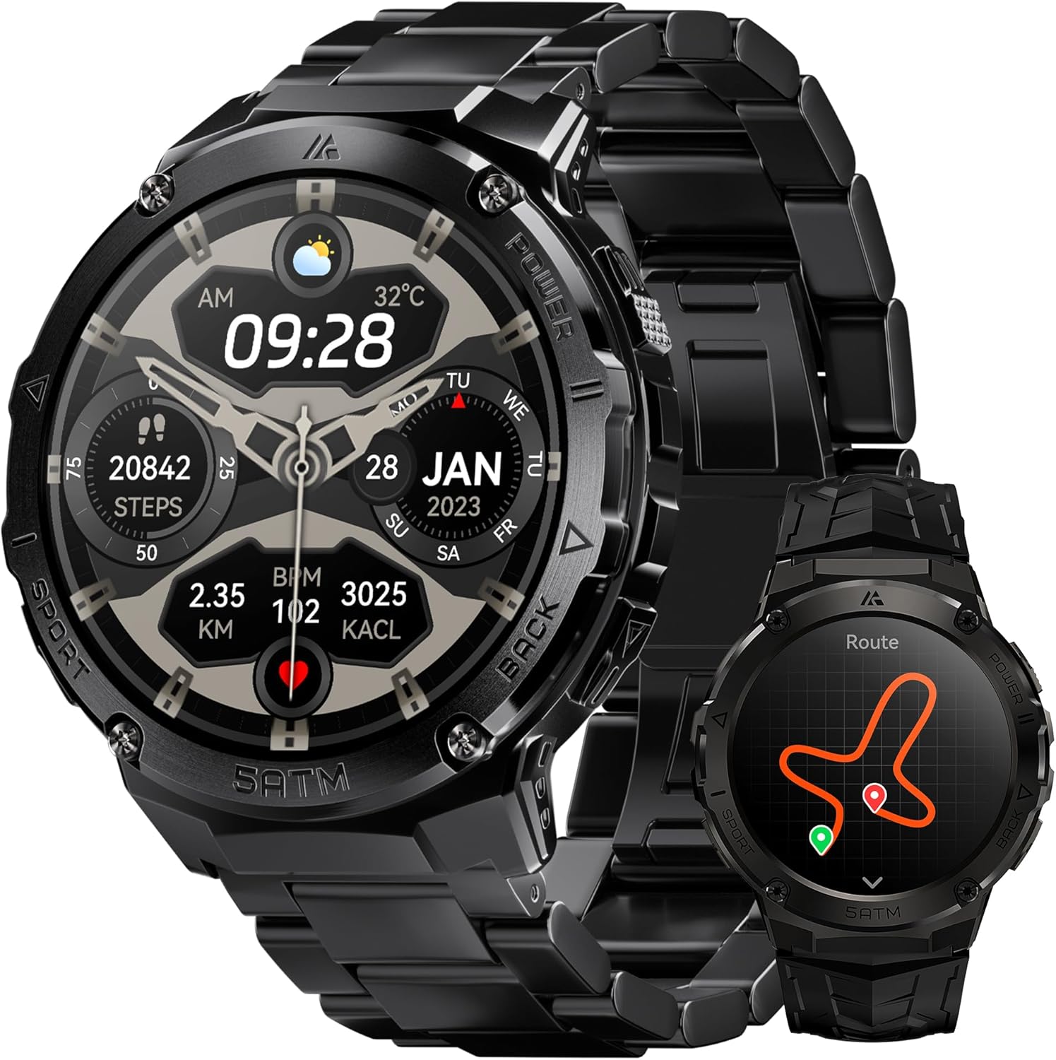 Rugged Smartwatch GPS Full Metal Body