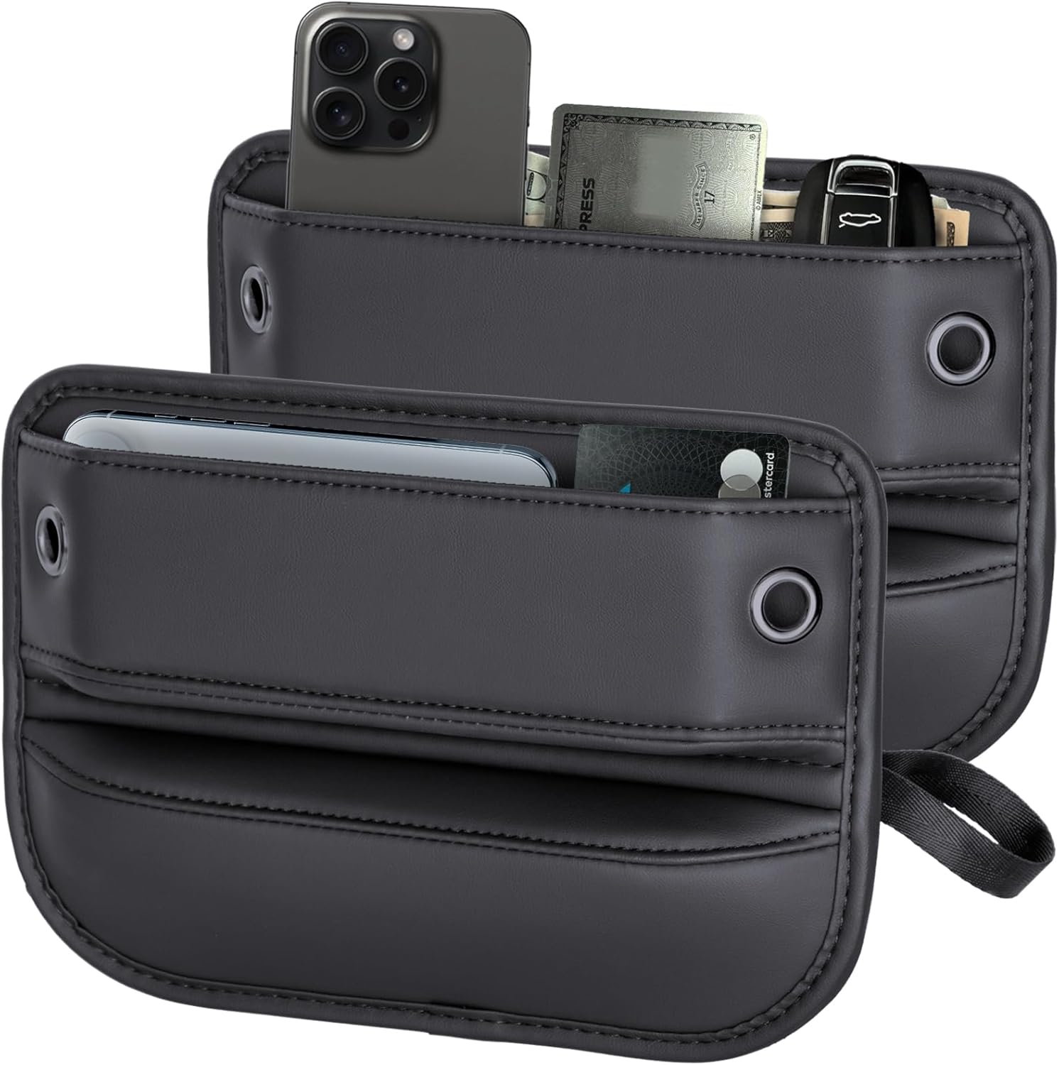 Car Seat Gap Filler Organizer 2-Pack Leather