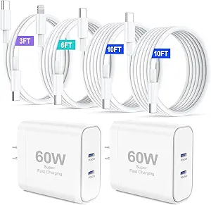 45W USB-C Fast Charger for iPhone 17 with Cables