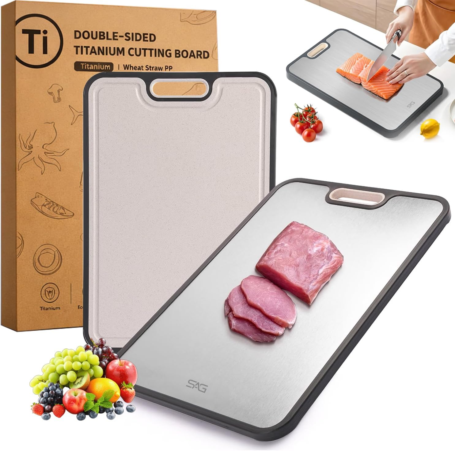 Titanium Cutting Board Double‑Sided