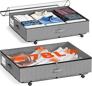 78L Under Bed Storage Bins with Wheels 2 Pack