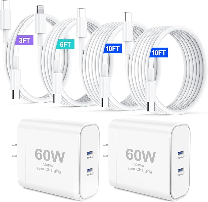 45W USB-C Fast Charger for iPhone 17 with Cables