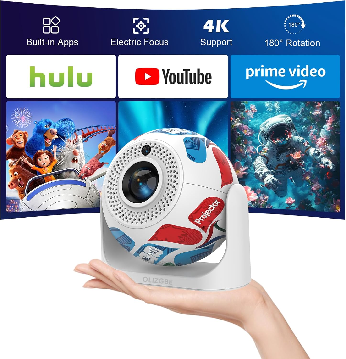 Mini Projector WiFi Bluetooth 4K 200 ANSI