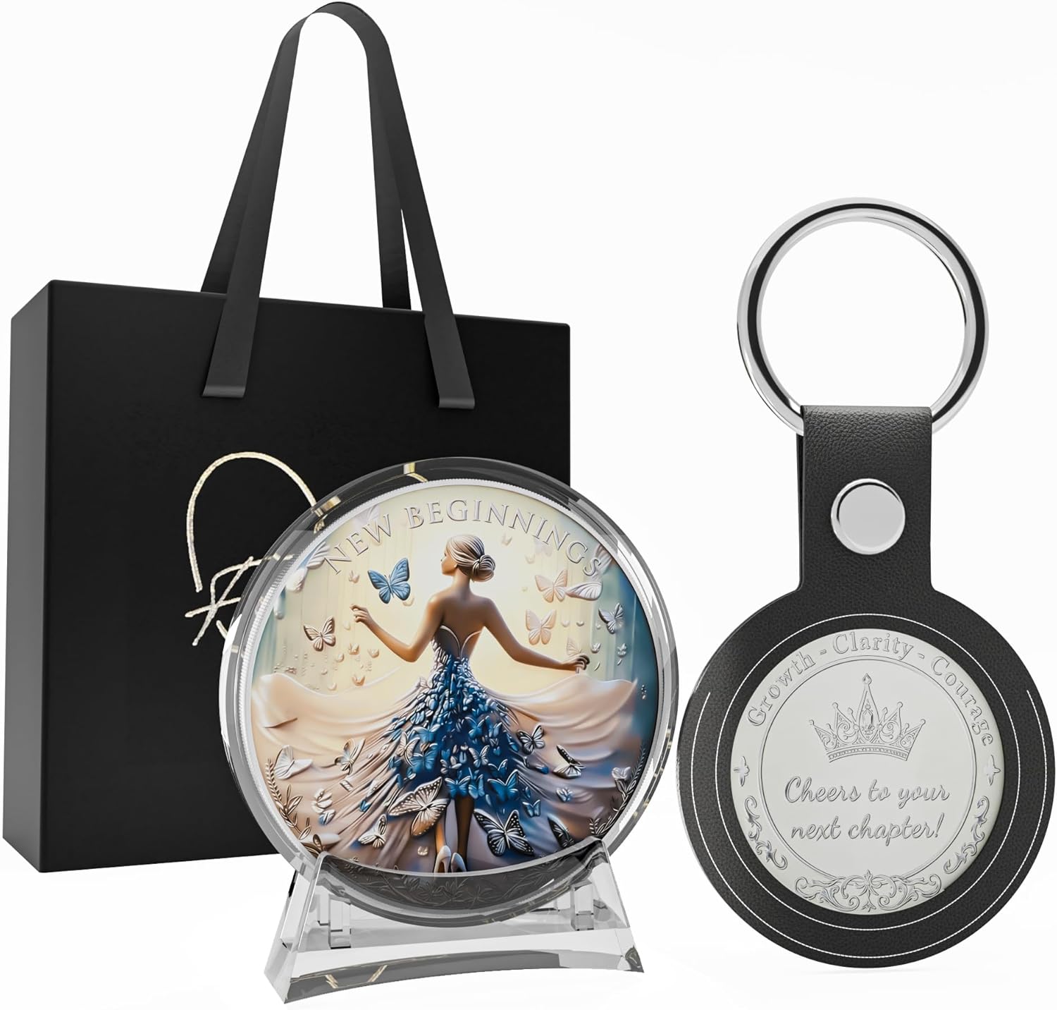 Commemorative New Beginnings Coin Keychain Set