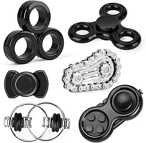 Six Piece Metal Fidget Toy Set