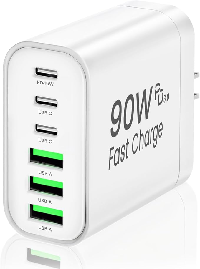 90W GaN USB C Charger Block 6-Port