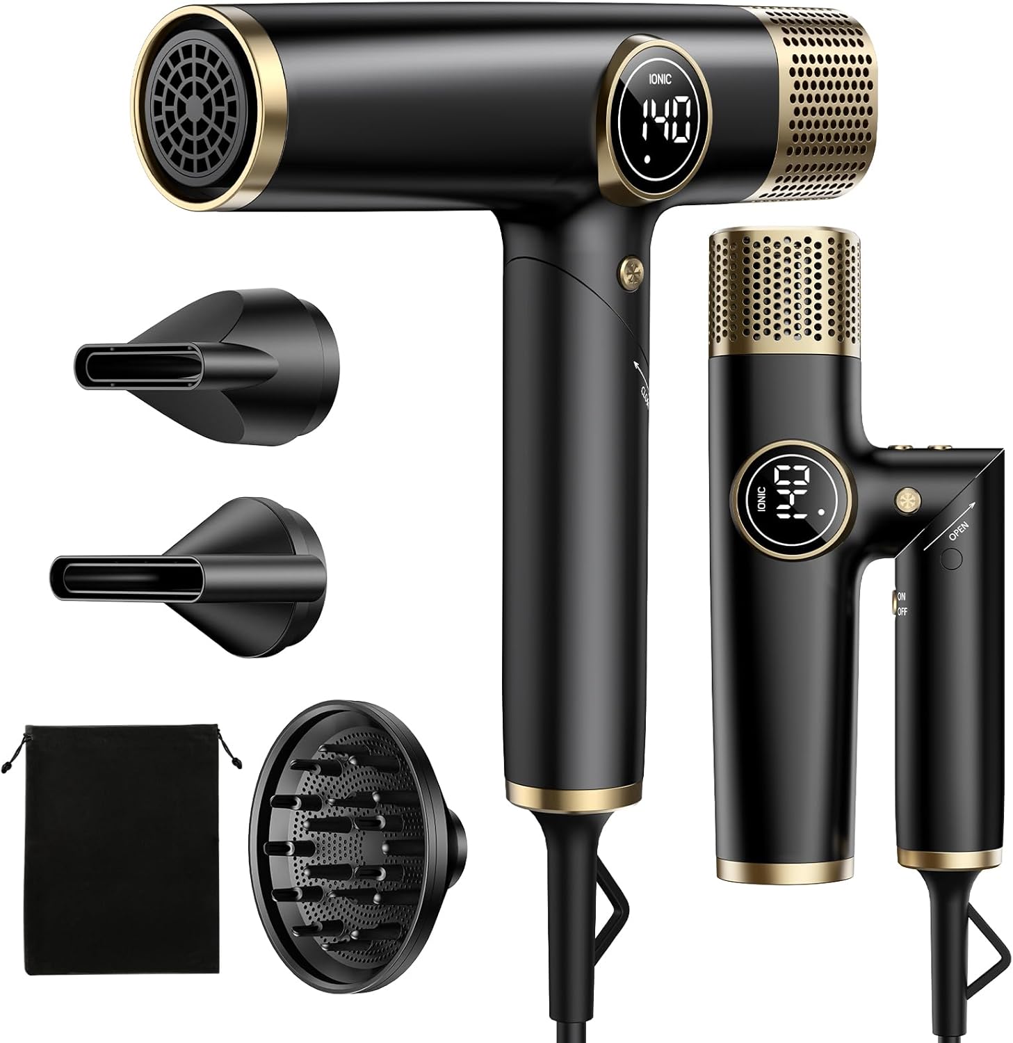 Dual Voltage 1900W Ionic Travel Hair Dryer with Diffuser