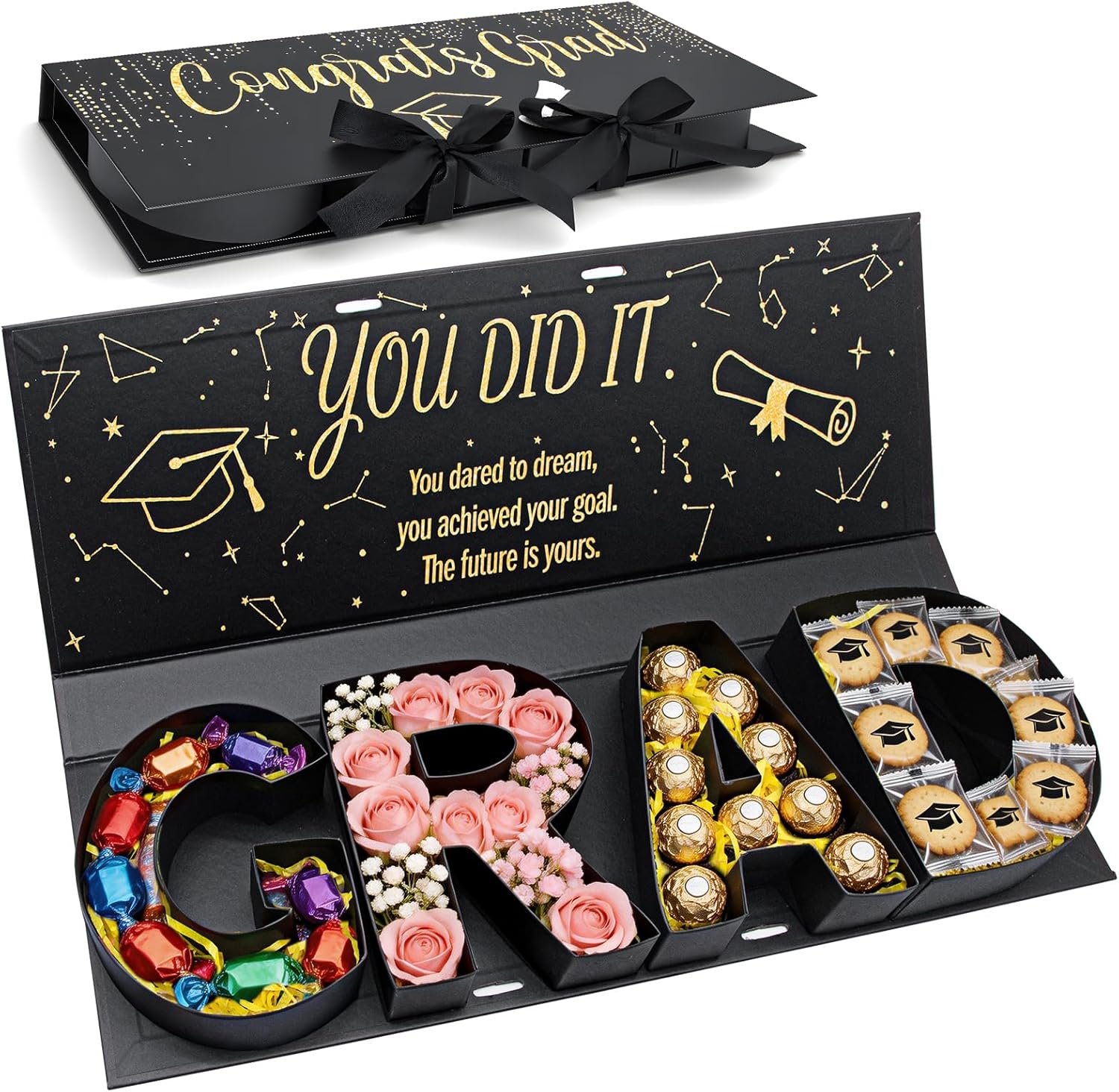 2026 GRAD Letter Shaped Fillable Cardboard Box Set