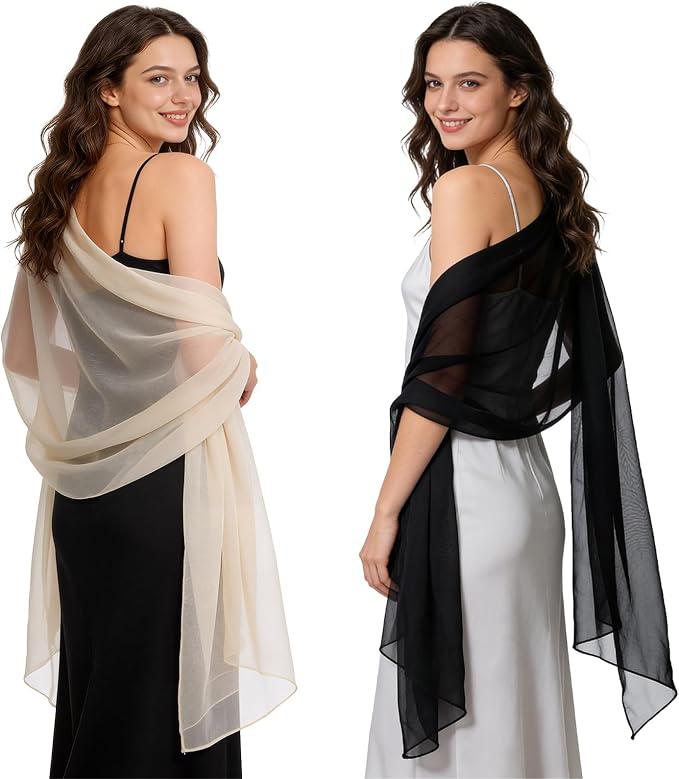 Chiffon Shawls Wraps for Evening Dresses 2Pcs