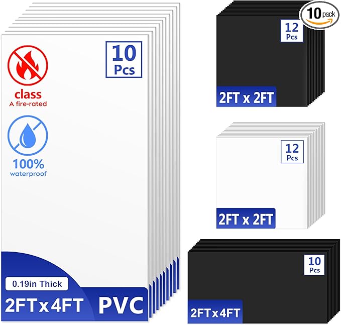 PVC Drop Ceiling Tiles 2×4 Ft 10 Pack White