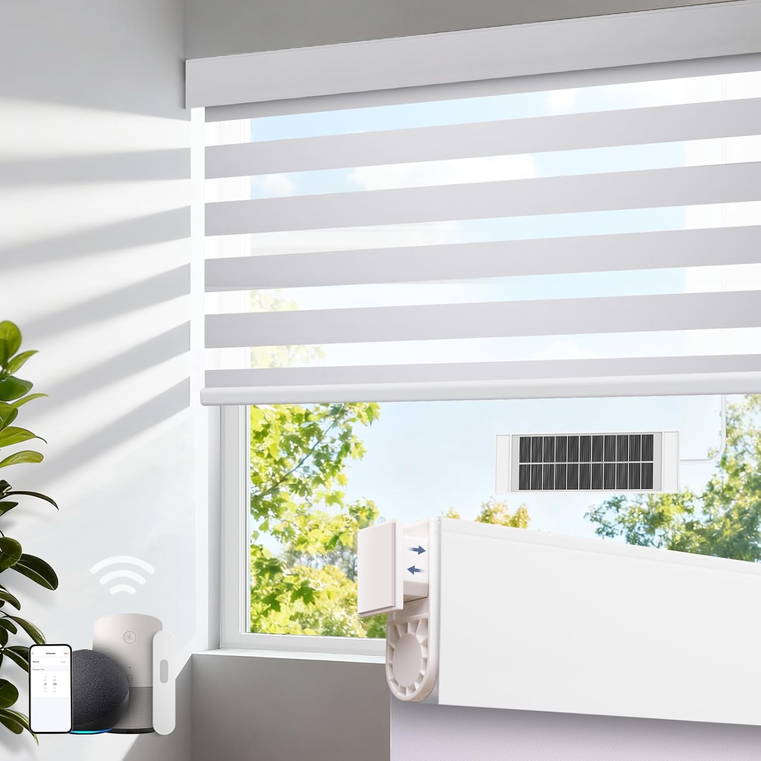 Motorized Zebra Blinds With Solar Panel