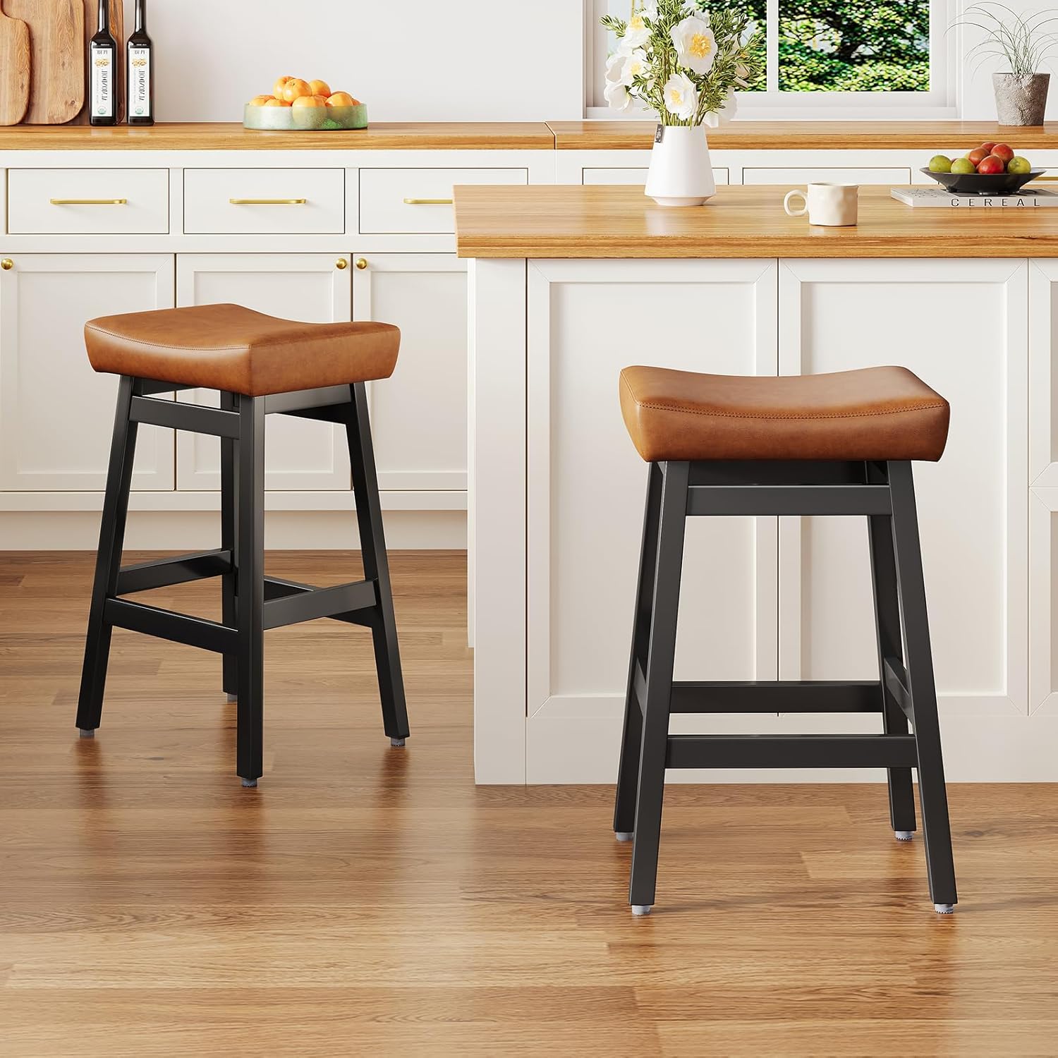 Brown Saddle Counter Height Bar Stools