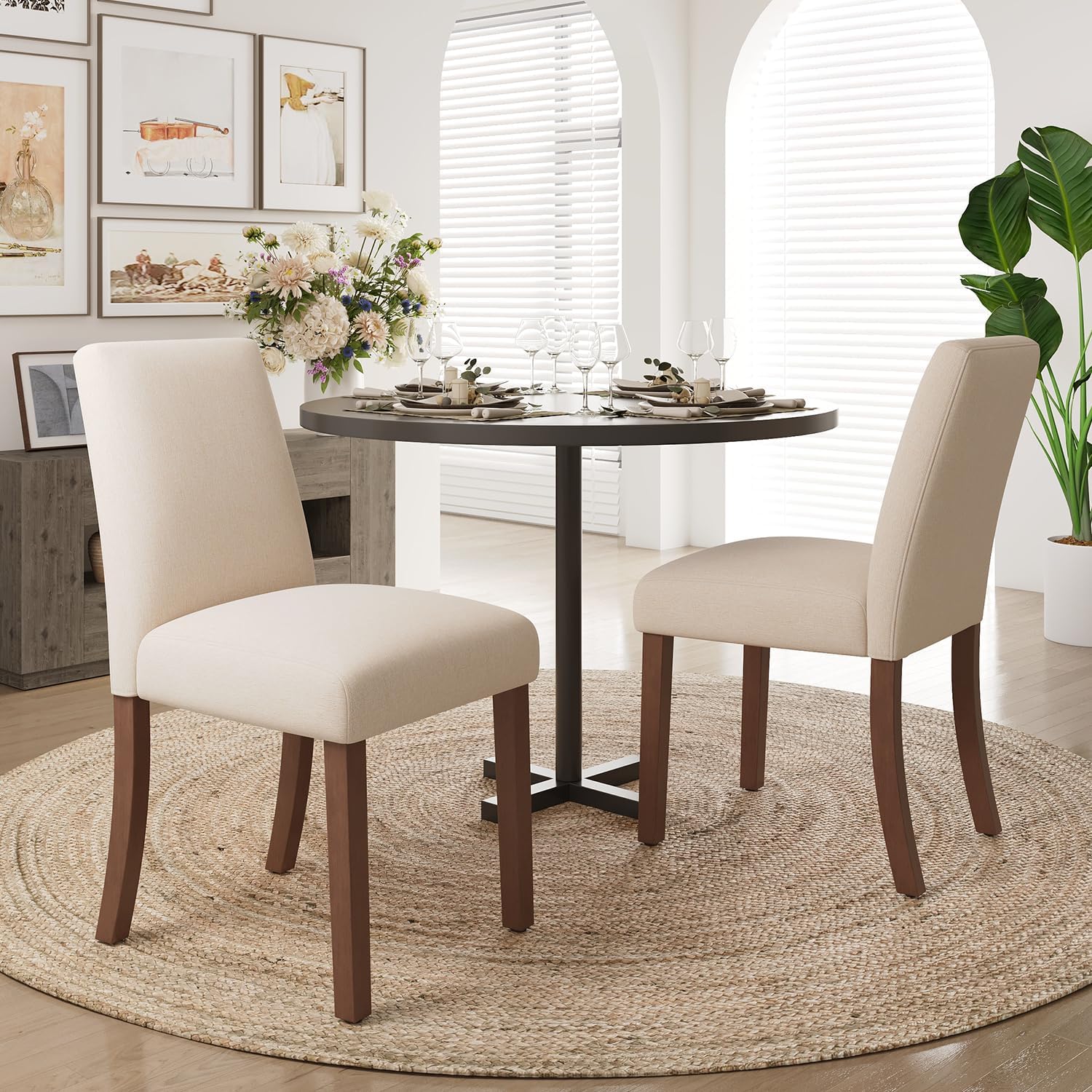 Dining Chairs Set of 2 Modern Farmhouse Beige