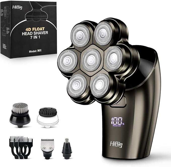 7D Arc Electric Head Shaver 5-in-1 Kit Grey