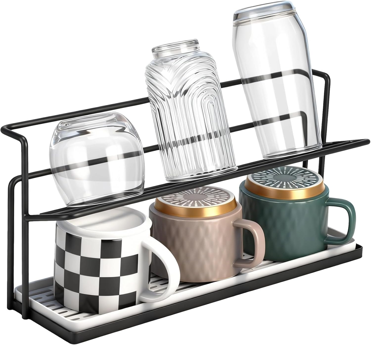 Two Tier Black Water Bottle Rack