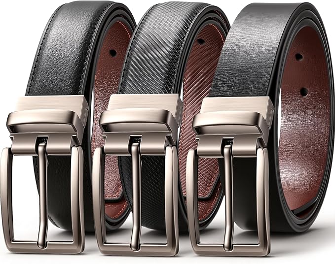 Three Pack Reversible Genuine Leather Belts
