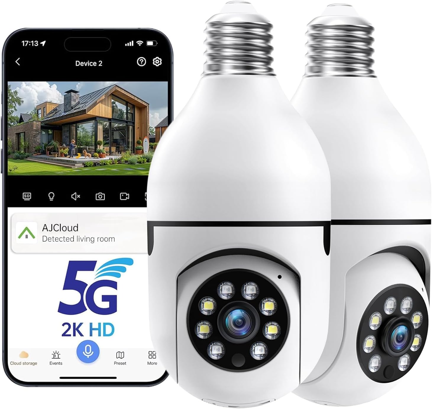 Light Bulb Security Cameras Outdoor 2 Pack