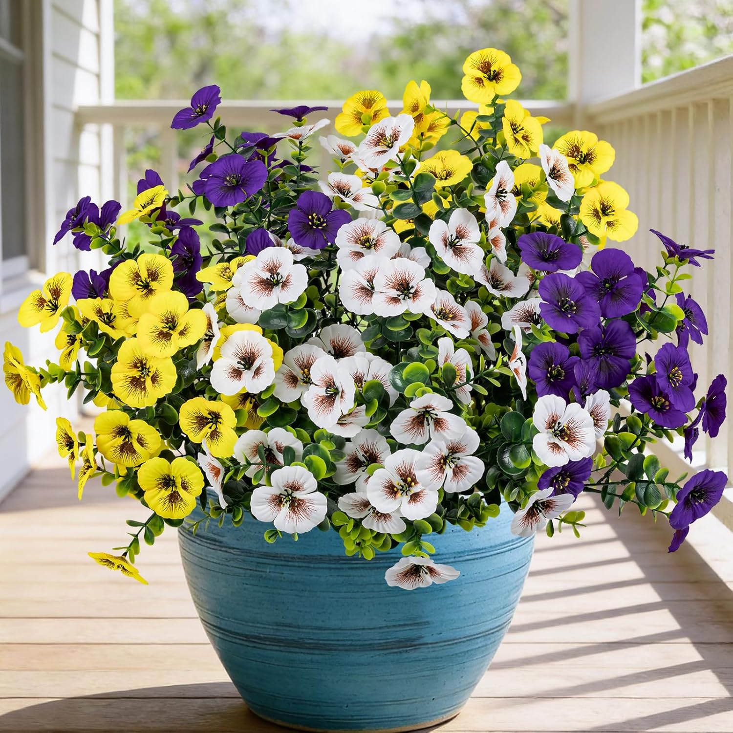 Seventeen Inch Artificial Faux Pansy Flowers