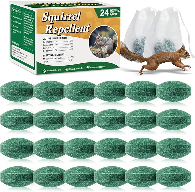 24 Pack Peppermint Oil Squirrel Repellent Balls