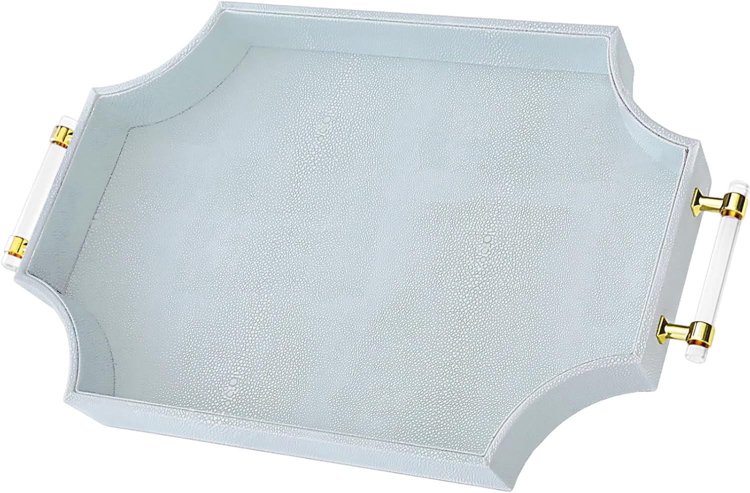 Scalloped Shagreen Decorative Coffee Table Tray