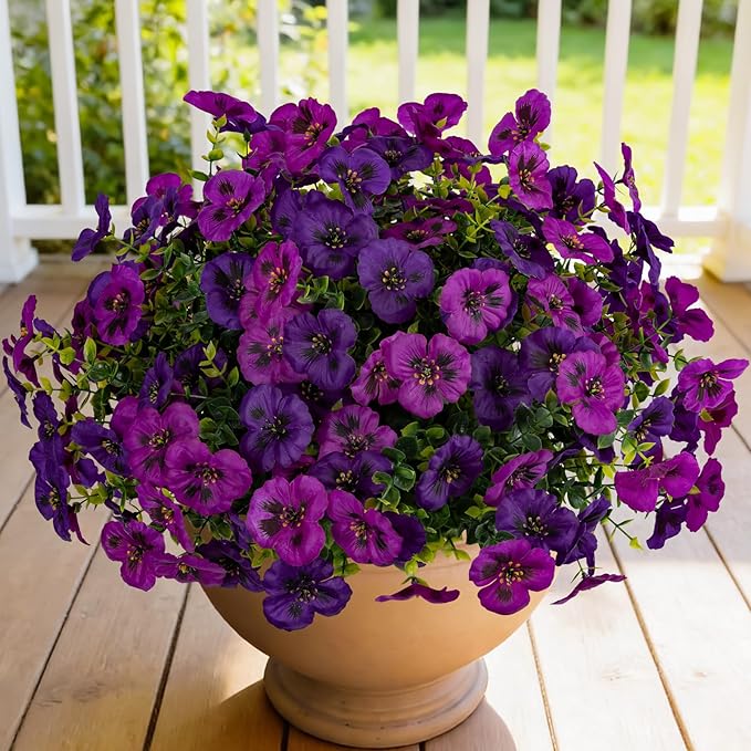 Twelve Piece Outdoor Artificial Fake Pansies
