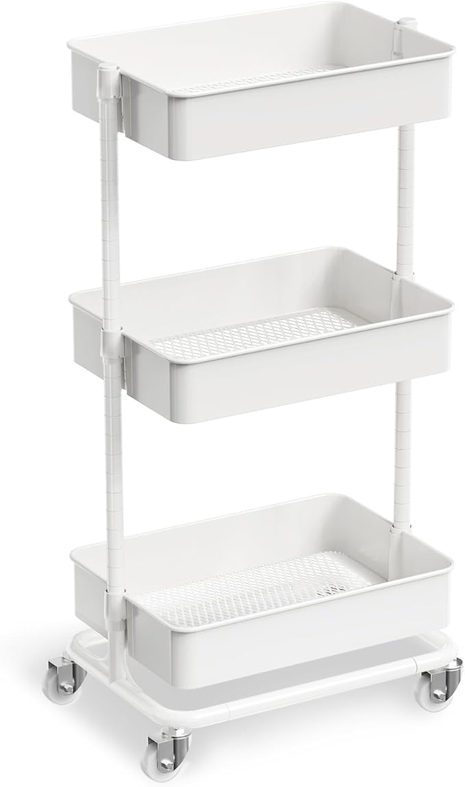 Modern Three Tier Metal Rolling Cart