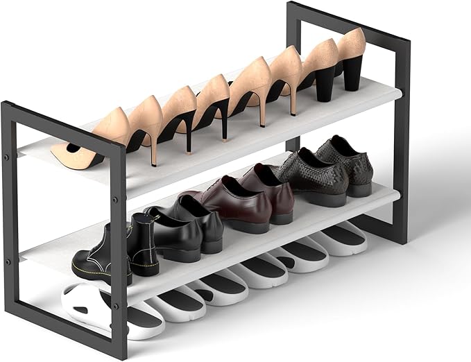 Two Tier Stackable Metal Shoe Rack