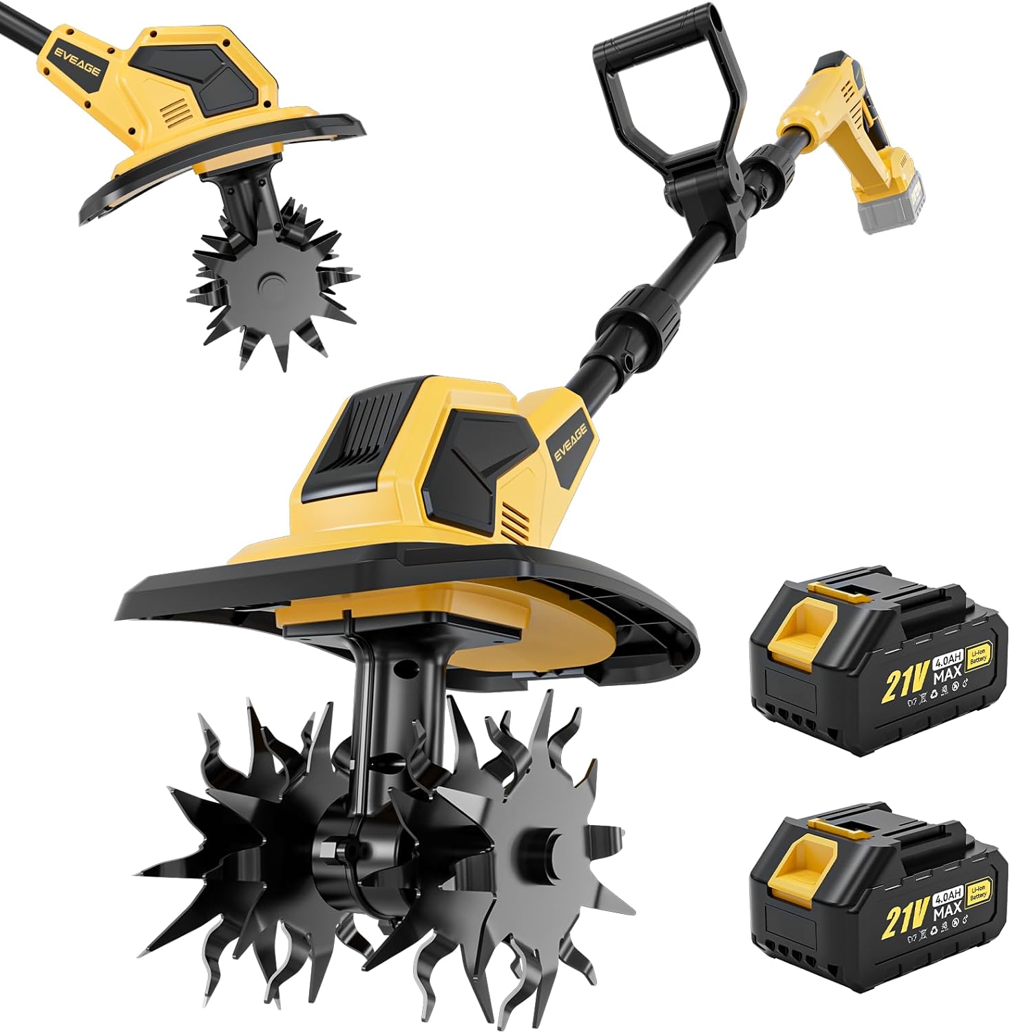 Cordless Electric Garden Tiller Cultivator Set