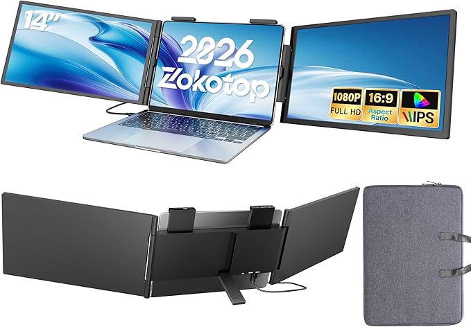 14″ Laptop Screen Extender Triple Monitor USB-C