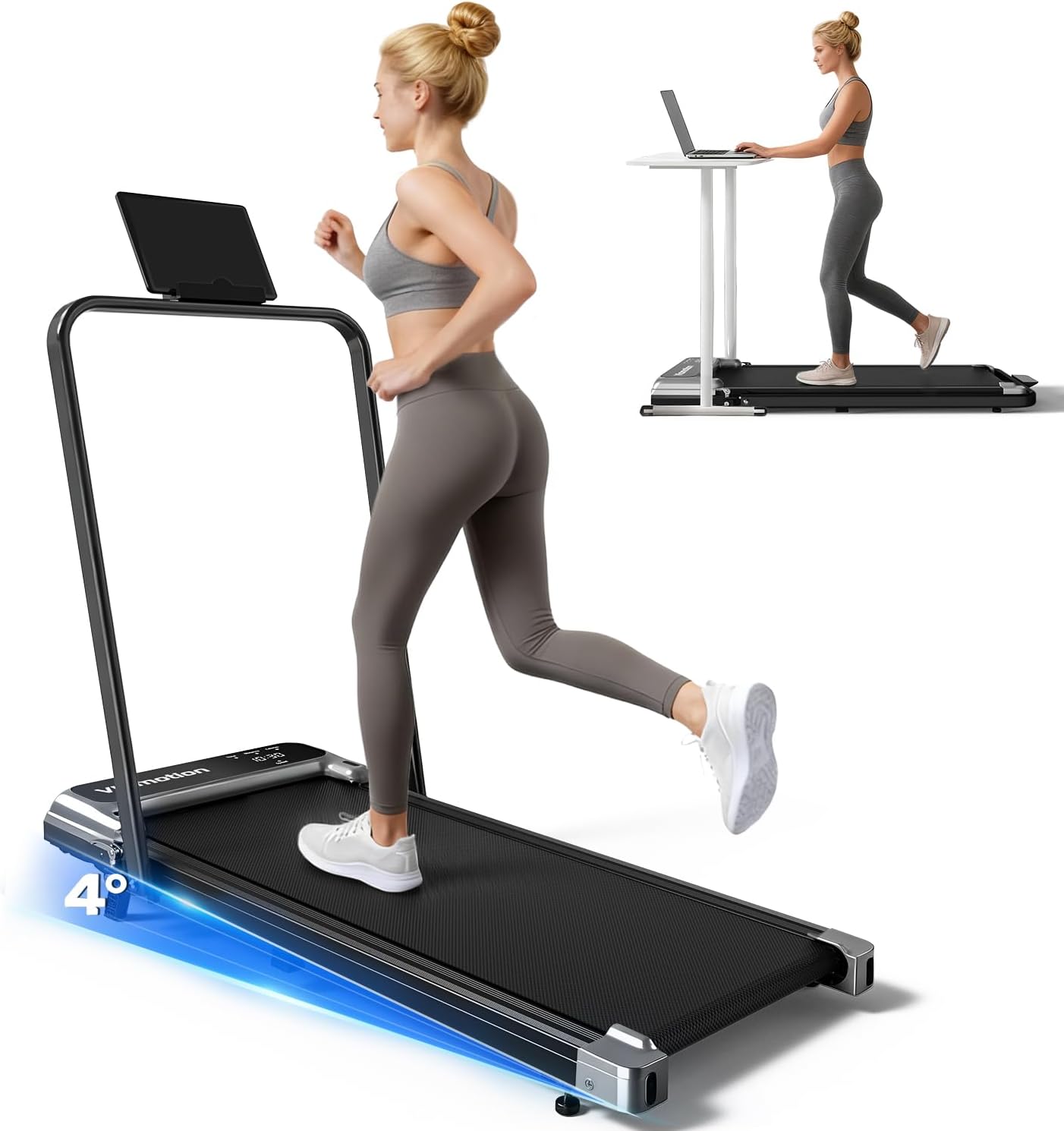 Walking Pad Treadmill With Handle Bar