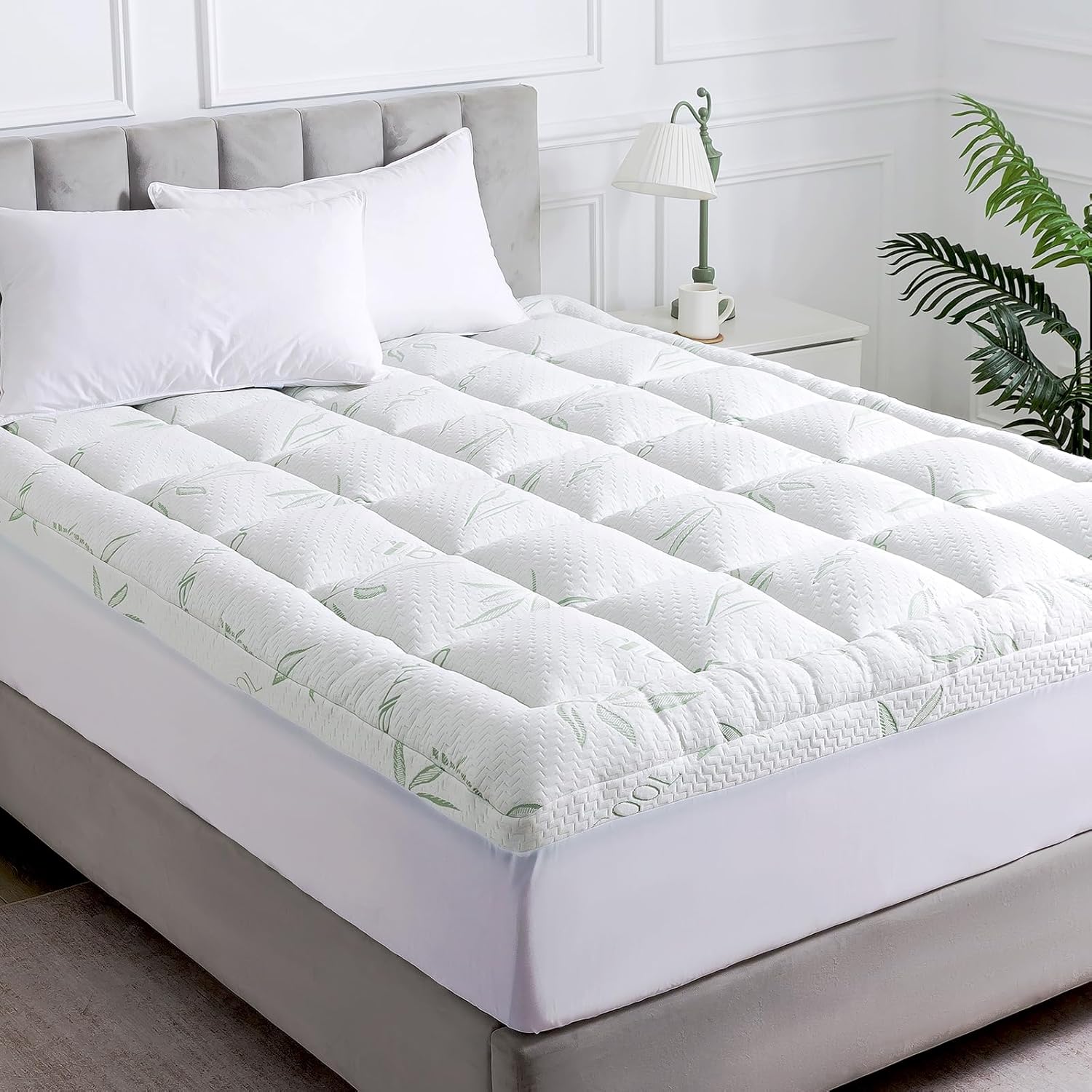 WhatsBedding Twin Bamboo Fiber Mattress Topper
