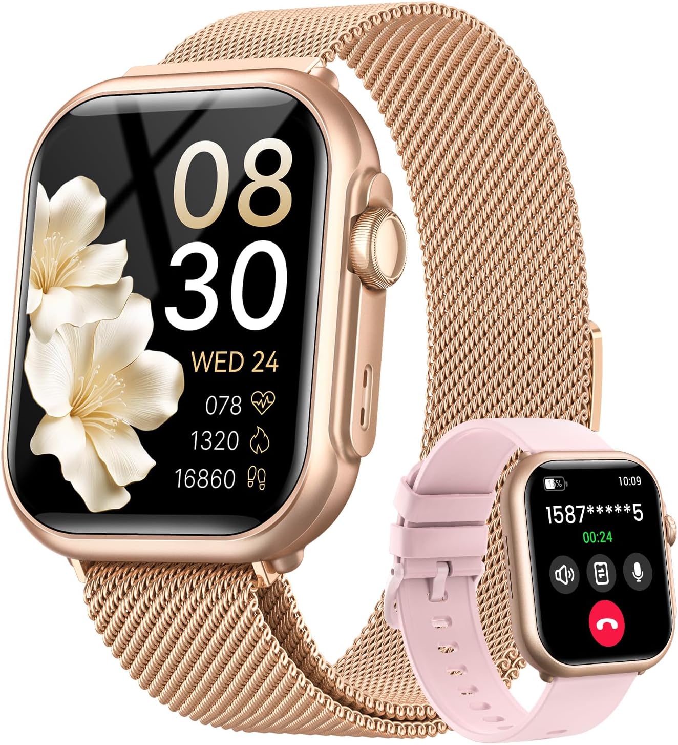 Smart Watch with Pink Sport Bands