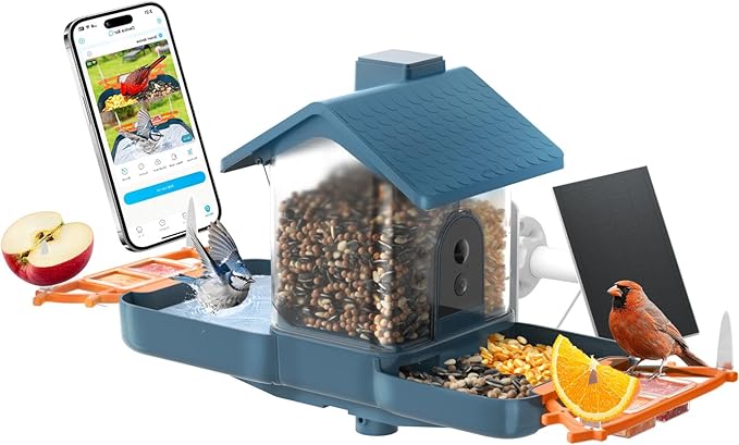 Bird Feeder with Camera & Bath