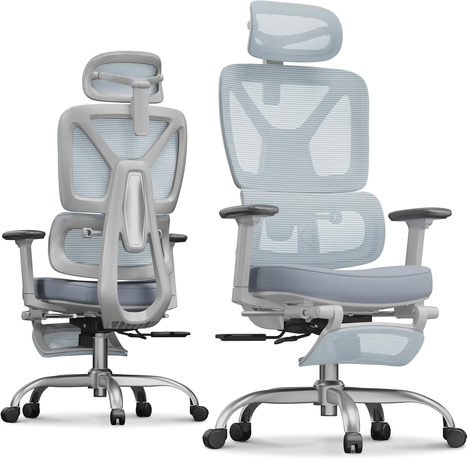 FLEXISPOT ErgoX Ergonomic Office Chair with Footrest Blue Foam