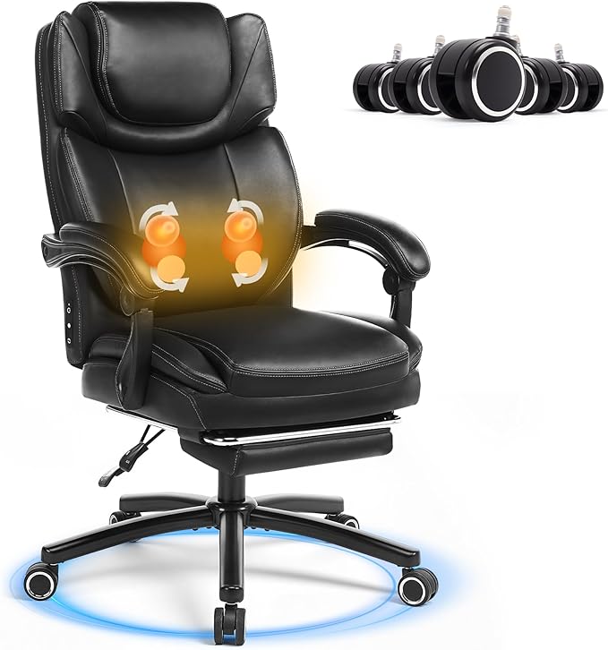 Kneading Massage Big & Tall Executive Office Chair (500 lbs Capacity)